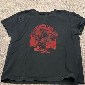 Brandy Melville Black Tee with Red Graphic